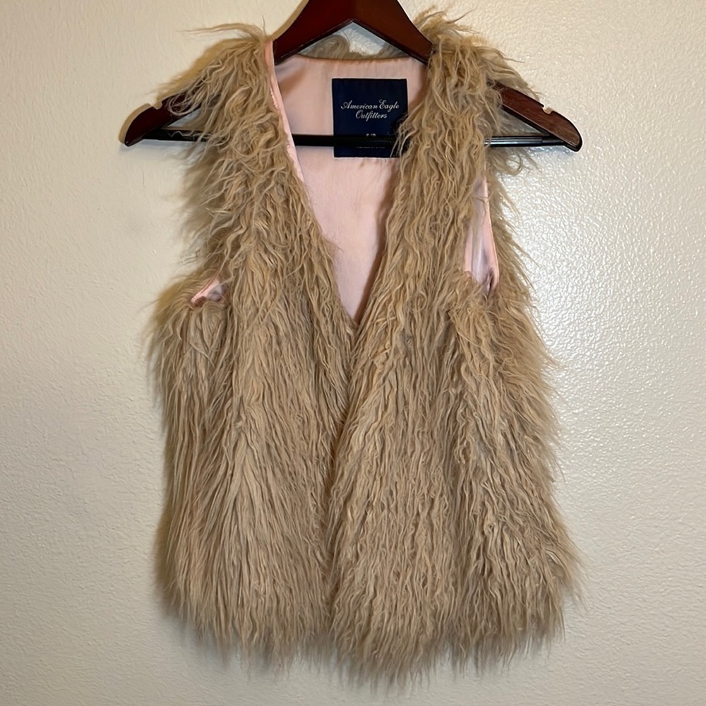 American Eagle Outfitters Tan Faux Fur Vest